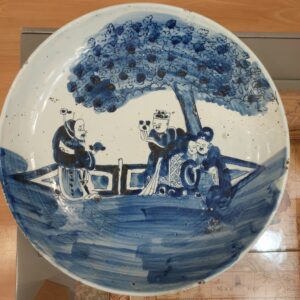 Plato cerámica tradicional china blanco azul